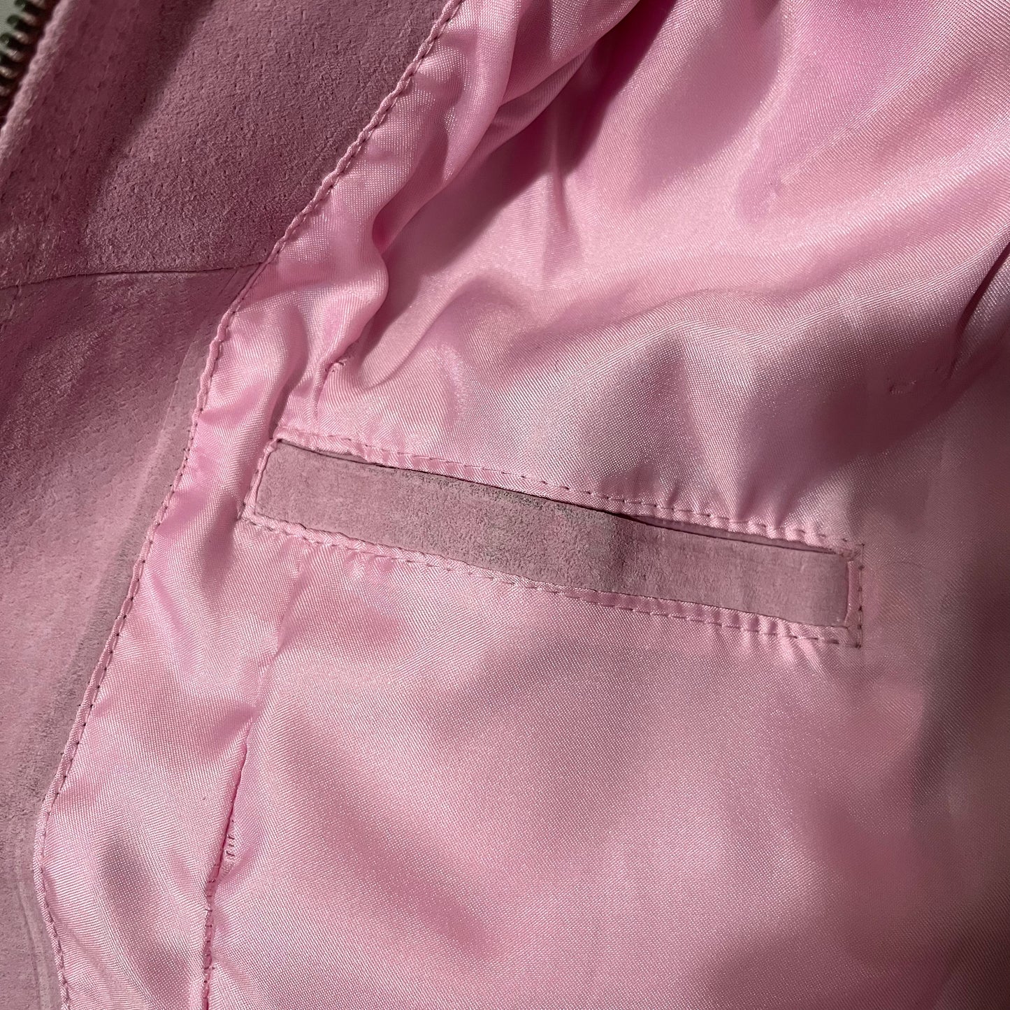 Vintage Pink Suede Leather Jacket Sz-Xtra Small