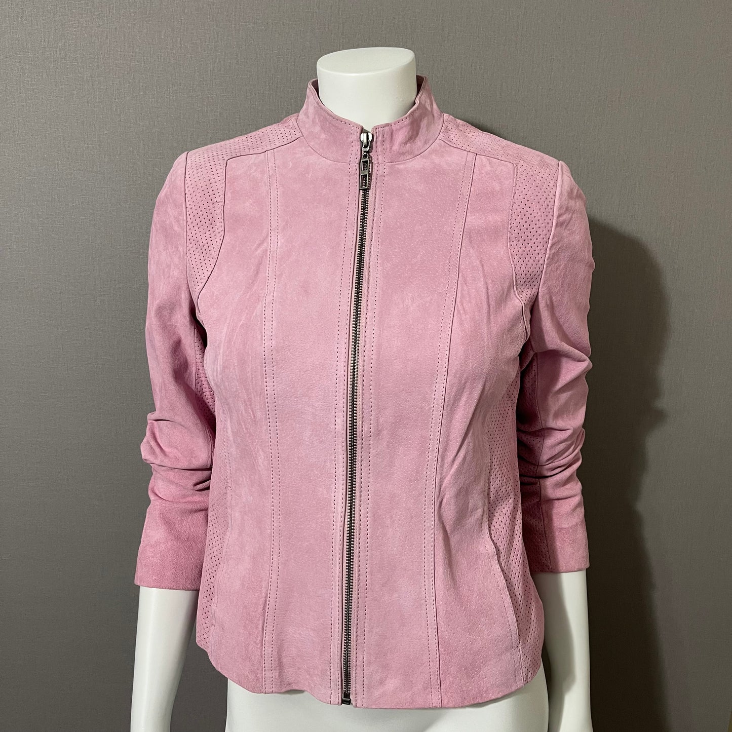 Vintage Pink Suede Leather Jacket Sz-Xtra Small