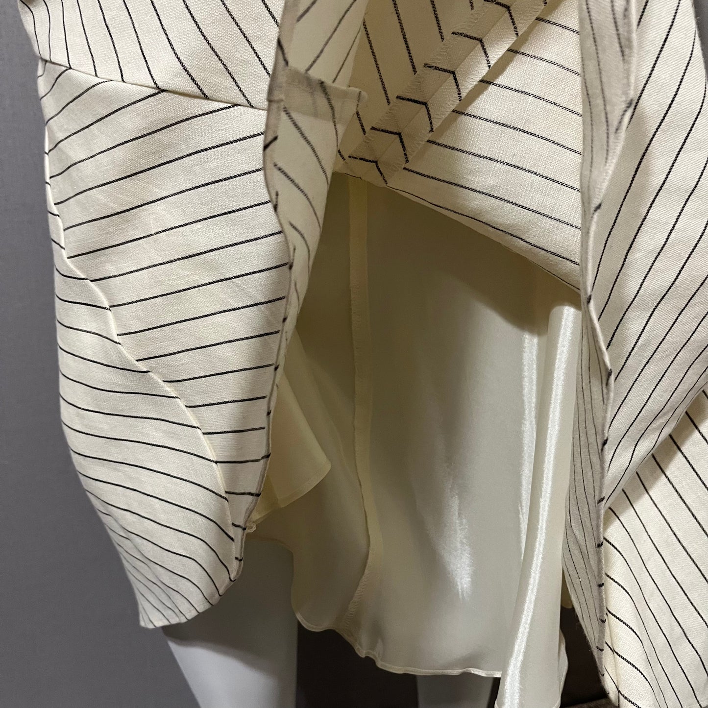 Lauren Ralph Lauren Cream | Stripe Fit & Flare Linen Skirt Sz-12