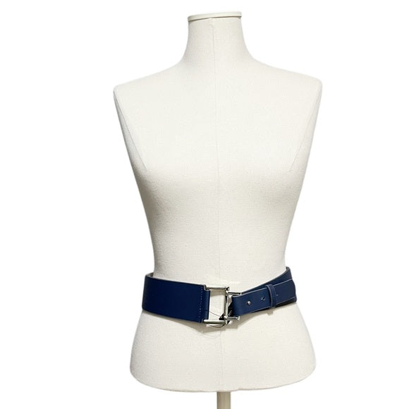 White House Black Market Navy Wide With Square Silver Buckle Sz-Medium