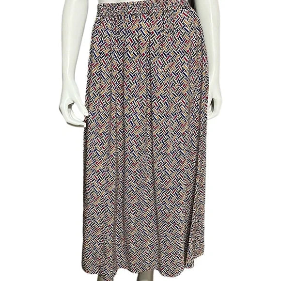 Vintage Rainbow Elastic Waist 100% Skirt Midi Skirt Sz-3X