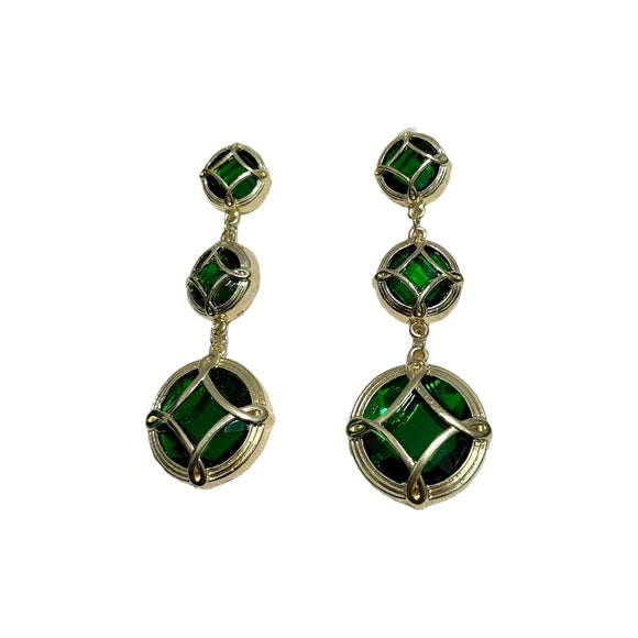 Gold | Emerald 3 Tier Earring