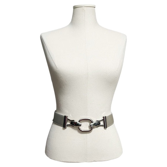 Silver With Oval Buckle With Stretch Belt Sz-Small/Medium