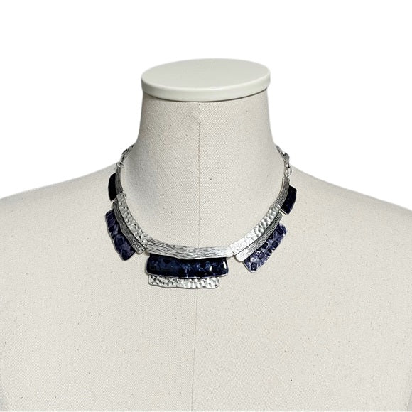 Silver Blue Statement Necklace
