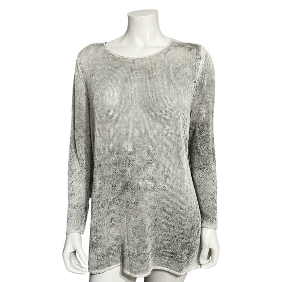 Nic & Zoe Linen Blend Crewneck Open Weave Sweater Sz-XL