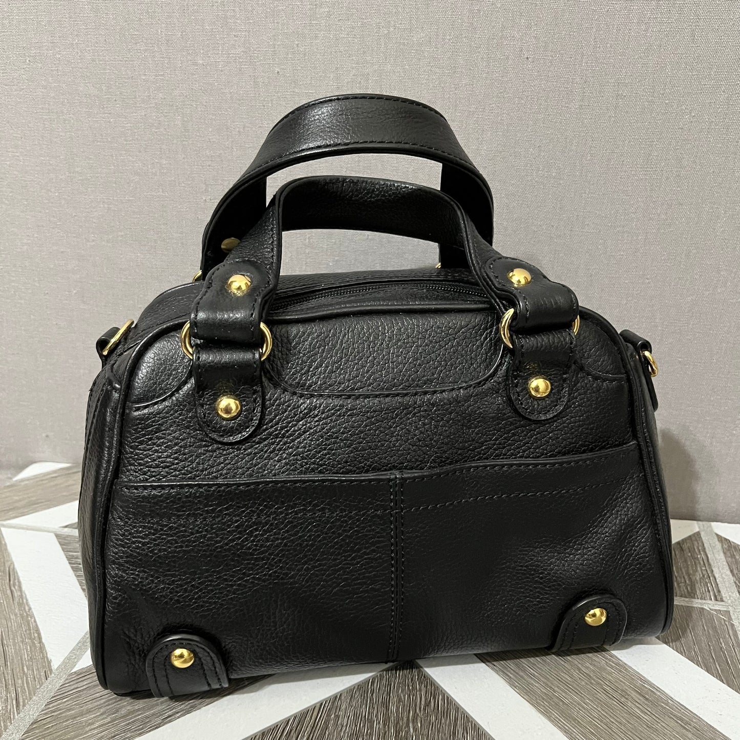 Max New York Black Mini Leather Hand Bag