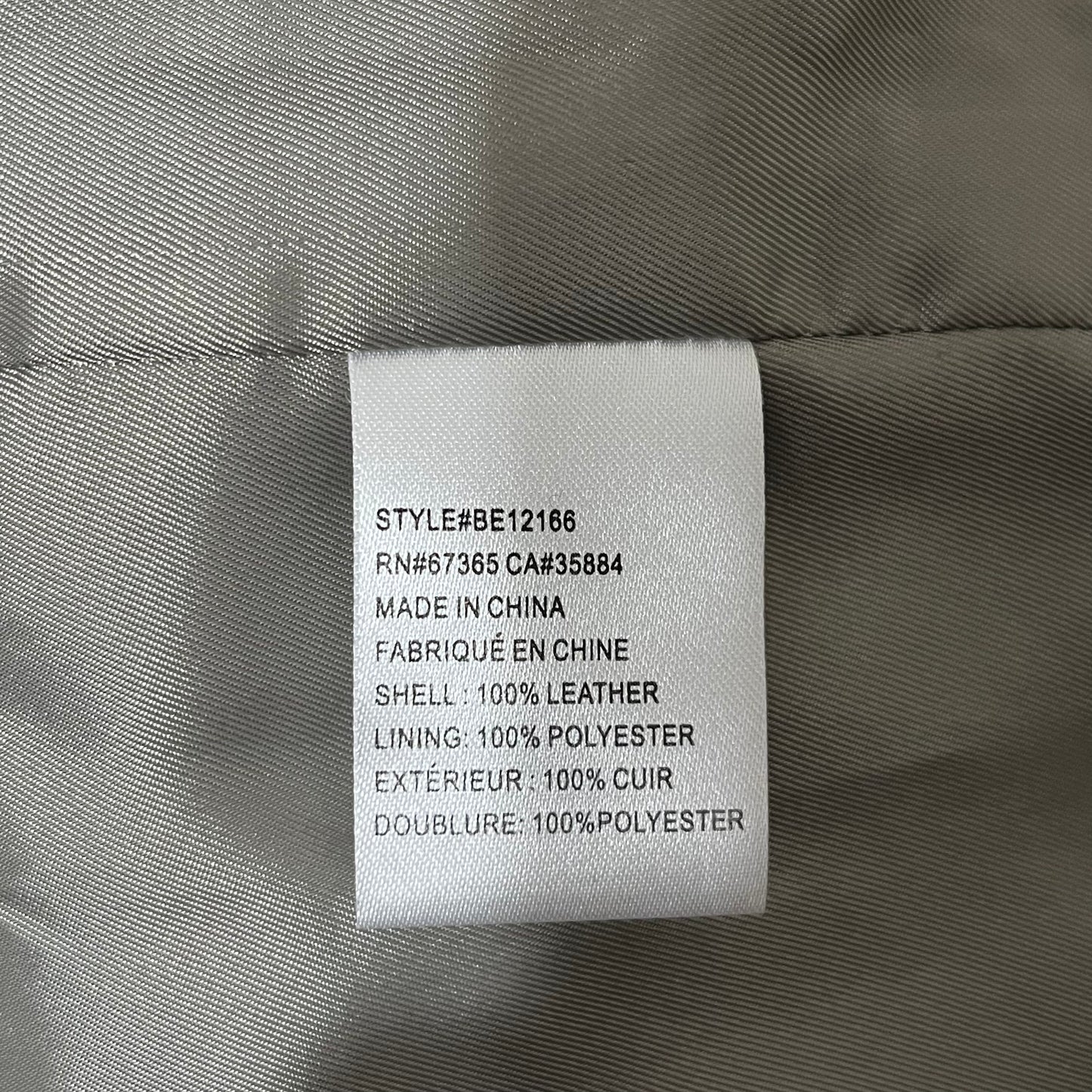 BB Dakota Taupe/White Asymmetrical Leather Jacket Sz-Small
