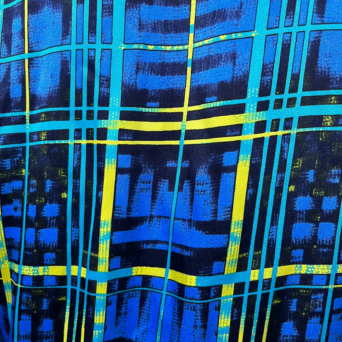 Vintage Escada Blue Stripe 100% Silk Gold Button Blouse Sz-8