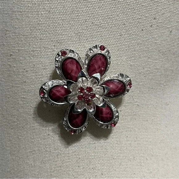 Pink | Silver Flower Brooch