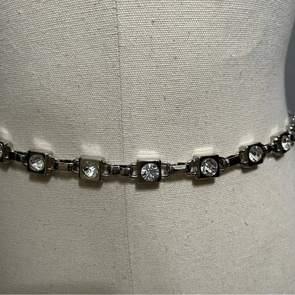 NY Co Silver Square Chain Belt Sm/ XLg