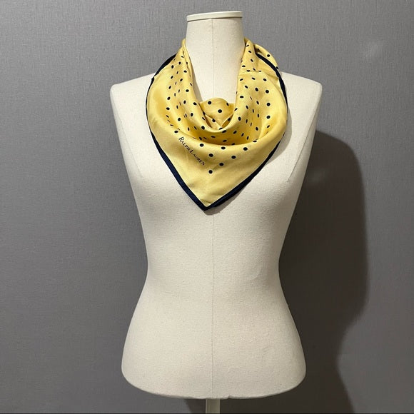 Ralph Lauren Yellow Polka Dot Silk Scarf