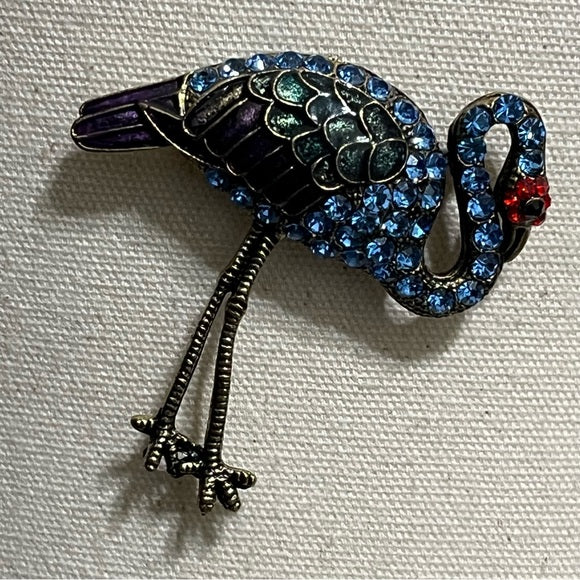 Blue Swan Antique Gold Brooch