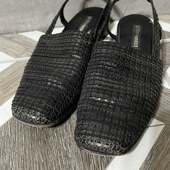 Sesto Meucci Black Square Toe Slip on Sandals Sz- 6 1/2 M