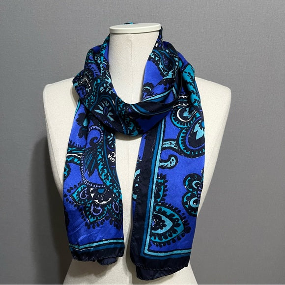 Anne Klein Blue | Green Silk Paisley Scarf