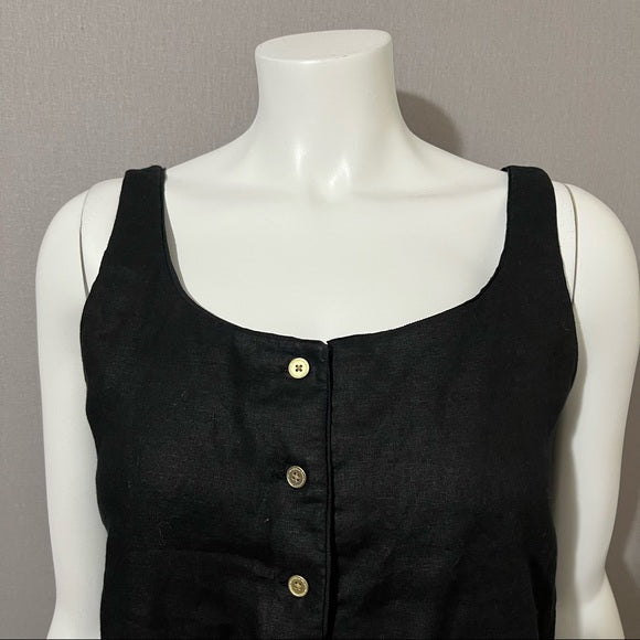 Liz Claiborne Black Linen Sleeveless Shell Top Sz Small