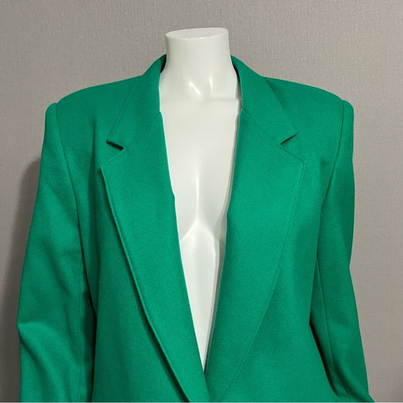 Alfred Dunner Emerald Green 100% Wool Blazer Sz-12