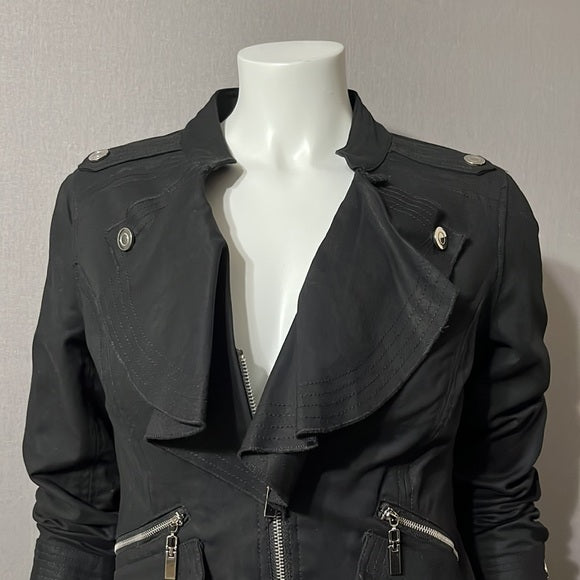 Katherine New York Black Cotton Zip Up Lightweight Jacket Sz- Small