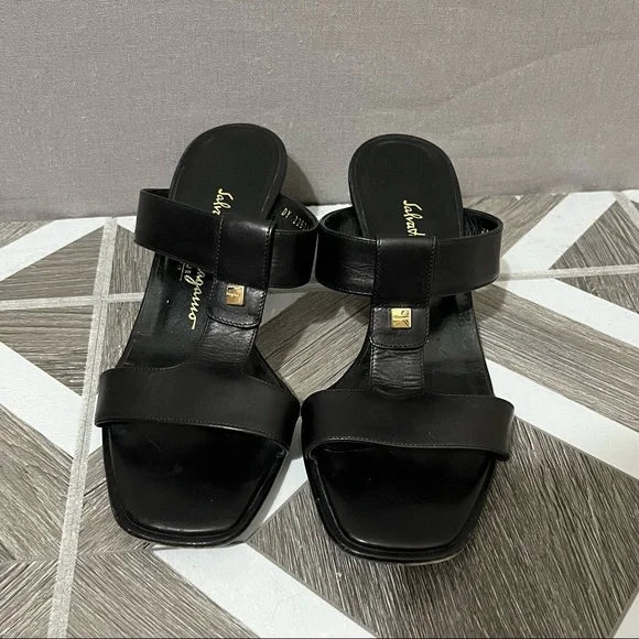Salvatore Ferragamo Black Strap Sandal Sz- 6 1/2 B