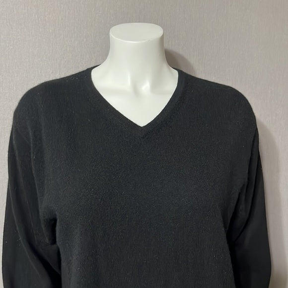 Lord & Taylor 2-Ply Cashmere Black V-Neck Sweater Sz-Xtra Large