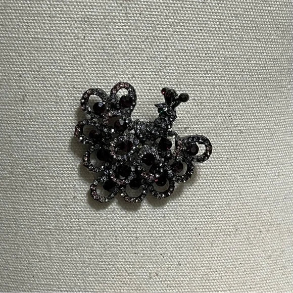 Purple Rhinestones Peacock Brooch