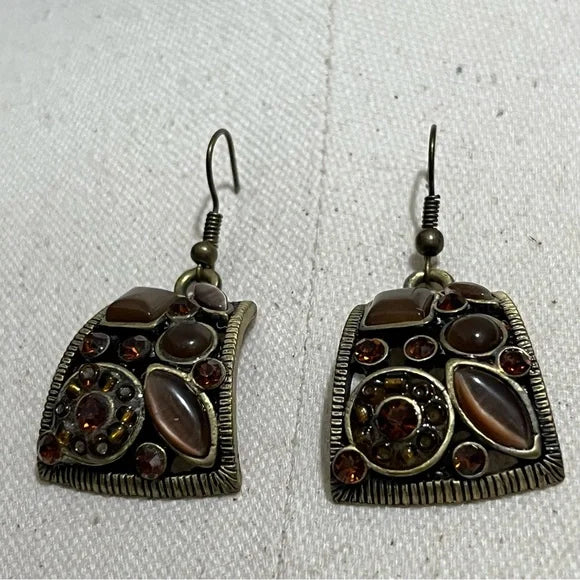 Brown Antique Gold Earring
