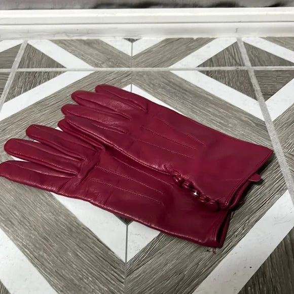 Merona Burgundy Sheep Leather Gloves Sz-Small