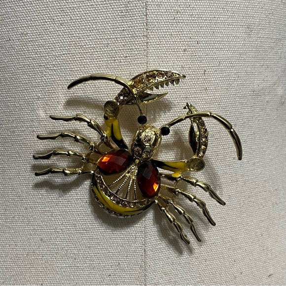 Gold Crab Brooch