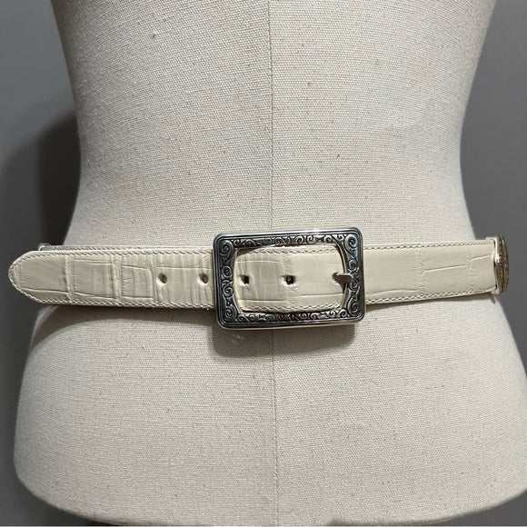Brighton Cream | Brown Leather Reversible Belt Sz-Medium