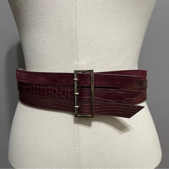 Burgundy Triple Layer Leather Lining Belt Sz-Small/Medium