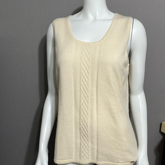 Tesori Cream 100% Cashmere Sweater Vest Sz-Large