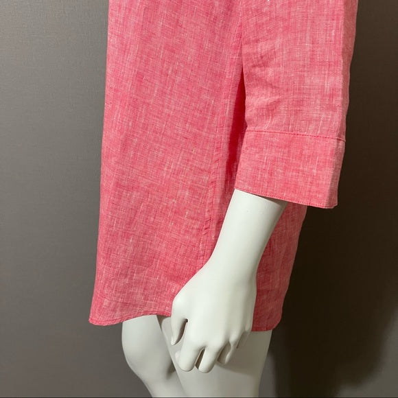 Chico’s Pink Button Front 3/4 Sleeve Shirt Sz 1 (Medium)