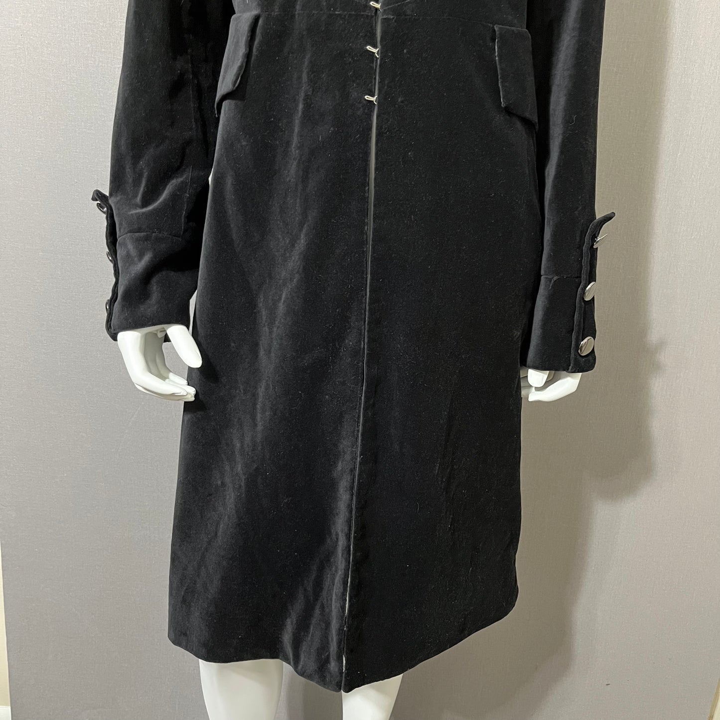 Newport News Black Cotton Velvet Military Longline Jacket Sz-14