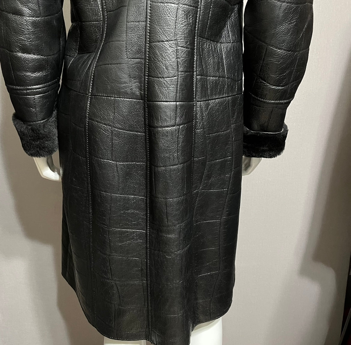 Leather Shearling With Mink Collar Coat
