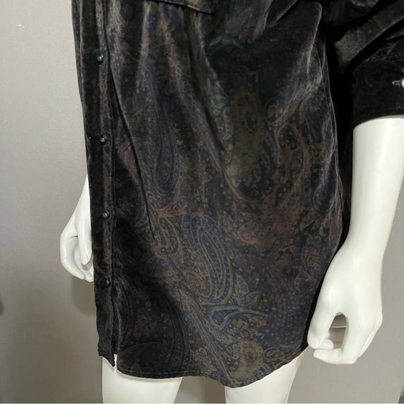 Jones New York Paisley Velvet Button Front Shirt Sz-1X