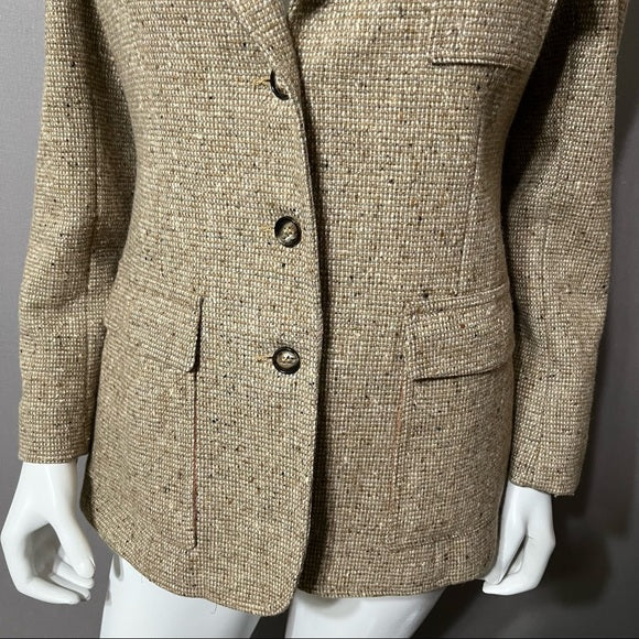 Vintage Country & Stables Wool Blend Brown Elbow Patch Blazer Sz- Medium