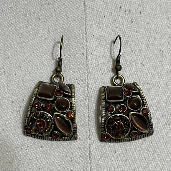 Brown Antique Gold Earring