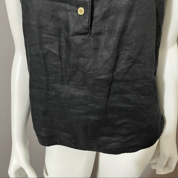 Liz Claiborne Black Linen Sleeveless Shell Top Sz Small
