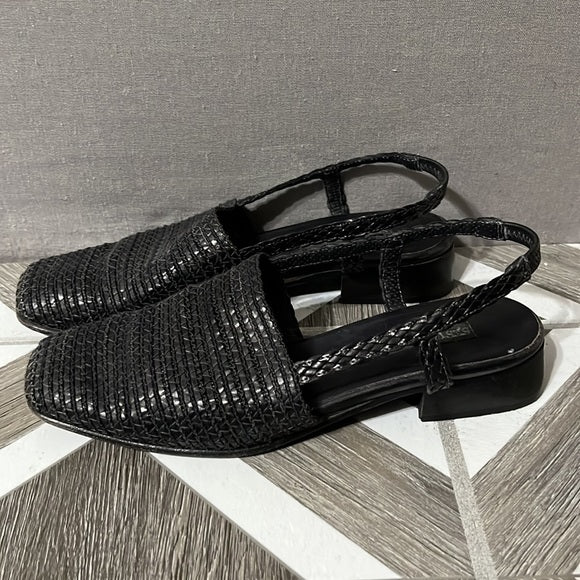 Sesto Meucci Black Square Toe Slip on Sandals Sz- 6 1/2 M