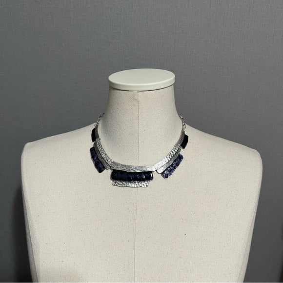 Silver Blue Statement Necklace