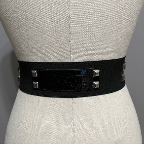 WHBM Black With Stud Patent Leather Lining Belt Sz-Small/Medium