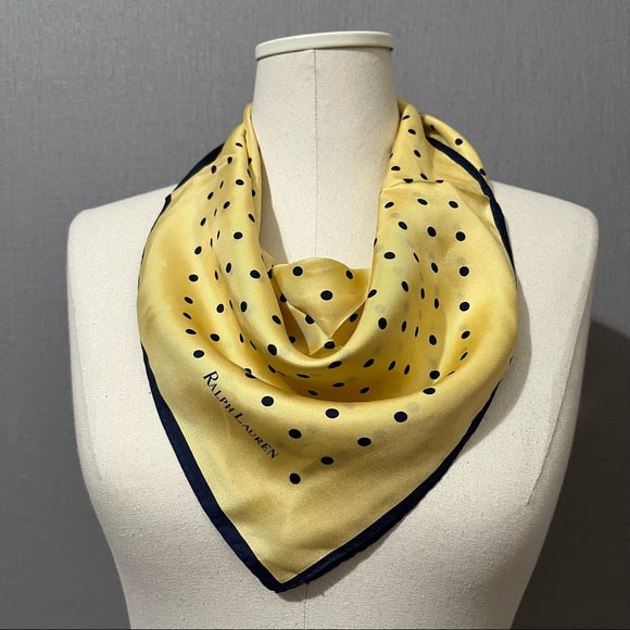 Ralph Lauren Yellow Polka Dot Silk Scarf