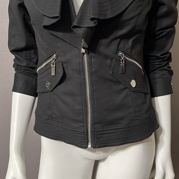 Katherine New York Black Cotton Zip Up Lightweight Jacket Sz- Small