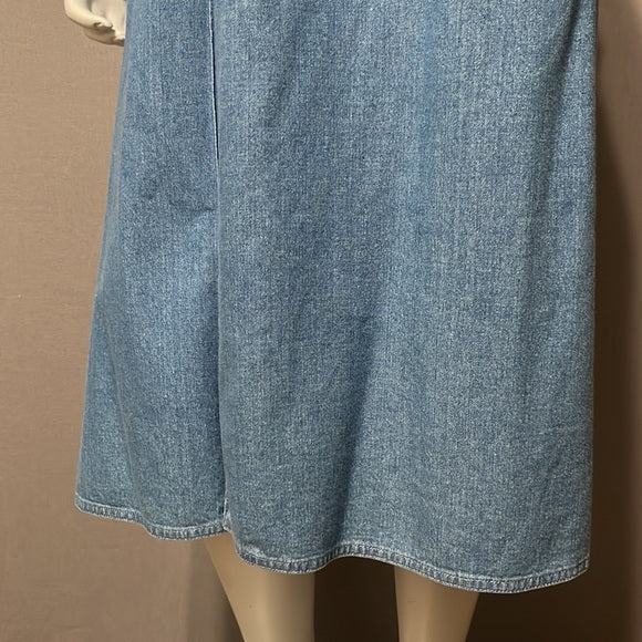 Vintage Liz Claiborne Denim Front Inverted Pleat Denim Cotton Midi Skirt Sz-14P