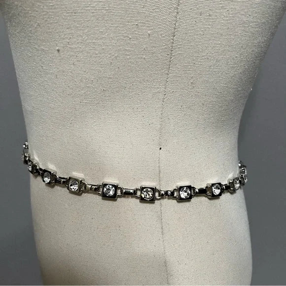 NY Co Silver Square Chain Belt Sm/ XLg