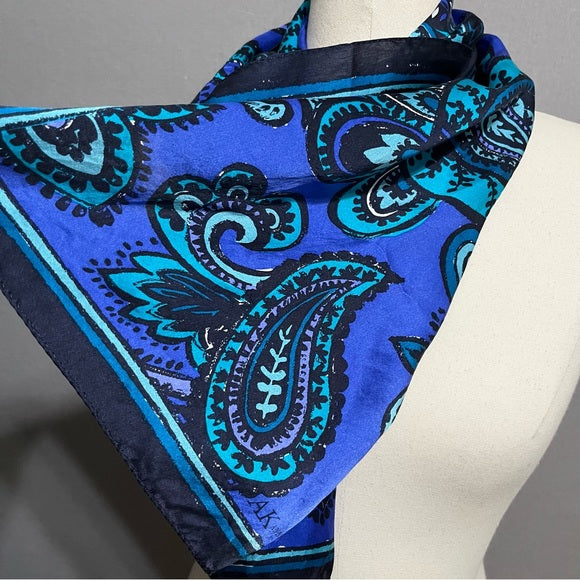 Anne Klein Blue | Green Silk Paisley Scarf