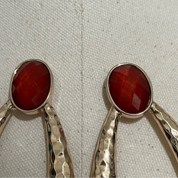 Red | Gold Artsy Hoop Statement Earrings