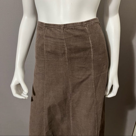 J.Jill Taupe 100% Cotton Corduroy Midi Flare Skirt Sz-Large