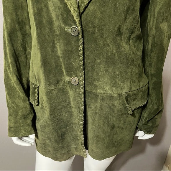 Lord & Taylor Green Suede Leather Blazer/Jacket Sz-22W