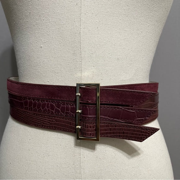 Burgundy Triple Layer Leather Lining Belt Sz-Small/Medium