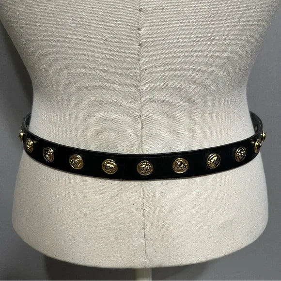 The Limited Lion Head Leather Skinny Belt